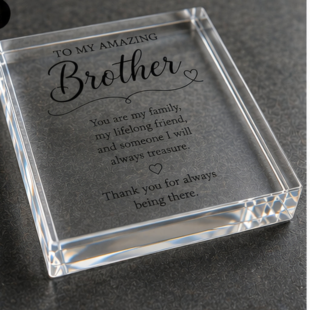 Personalised Brother acrylic keepsake block — product details and dimensions