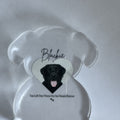 Dog shaped acrylic pet memorial photo block with photo, name and dates