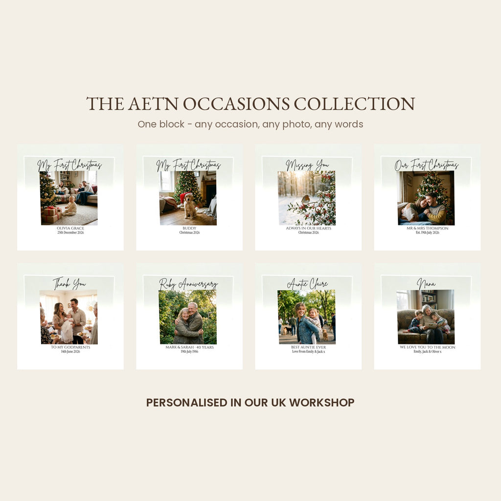 AETN Creations personalised acrylic photo block range group shot