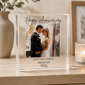 Personalised anniversary acrylic photo block with couple photo and custom message