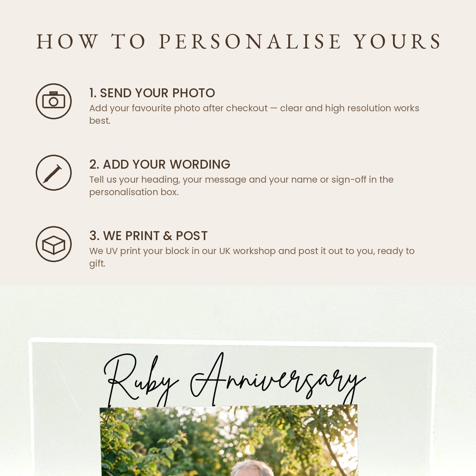 How to personalise your milestone anniversary acrylic photo block