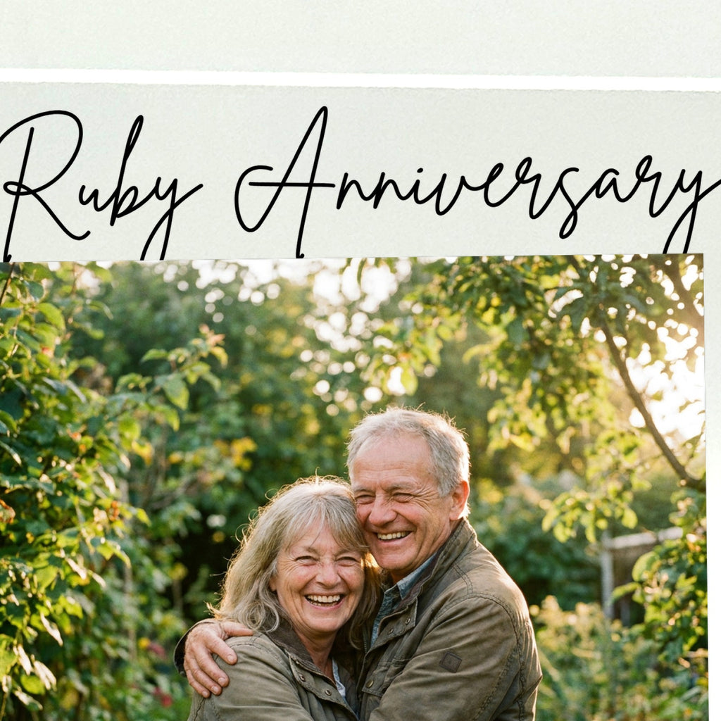 Close-up of UV-printed detail on milestone anniversary acrylic photo block