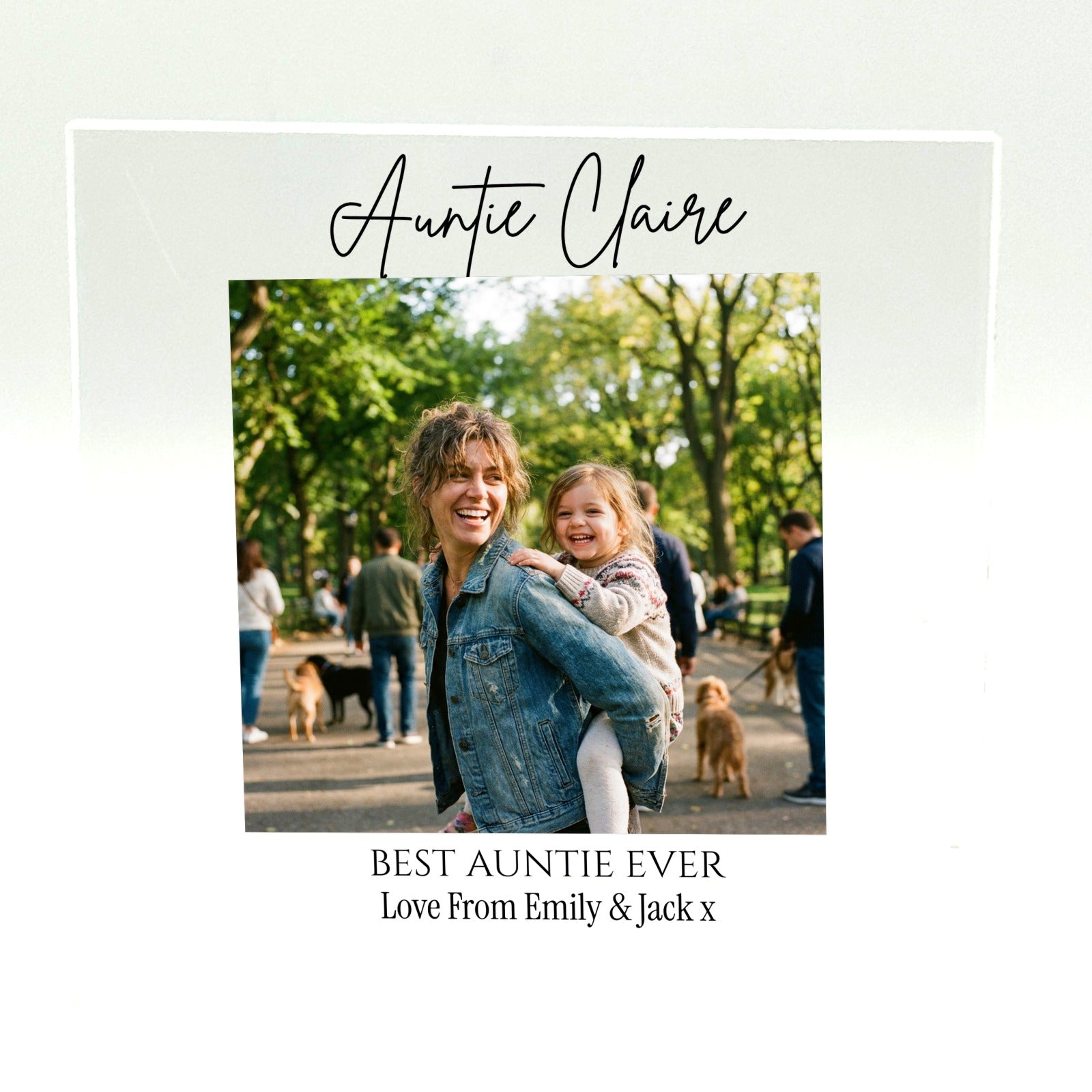 Personalised Auntie acrylic photo block, 10x10cm 10mm