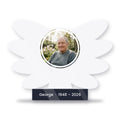 Personalised angel wings acrylic memorial photo block with photo, name and dates