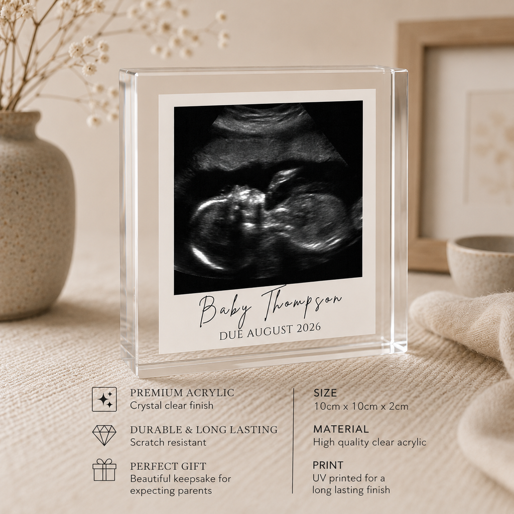 Baby scan acrylic block pregnancy announcement gift