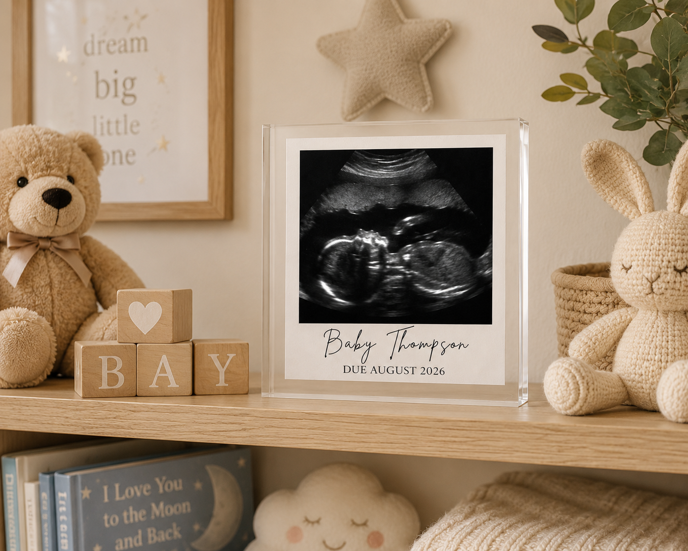 Baby scan acrylic block size detail