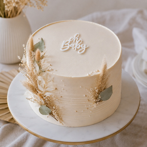 Oh Baby script cake topper design detail