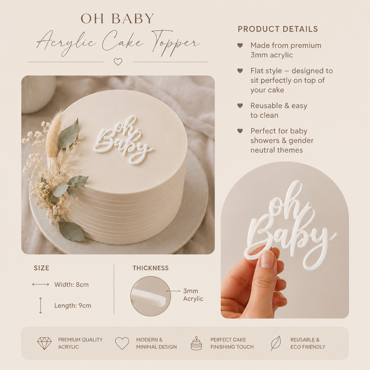 Oh Baby cake topper baby shower display
