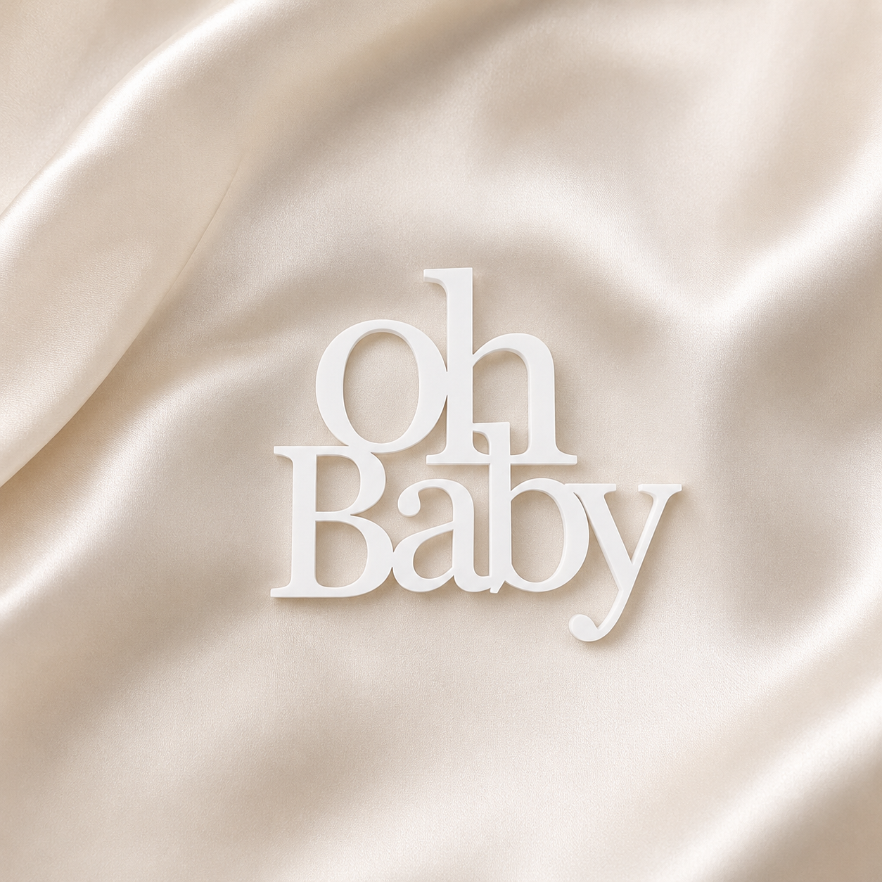 Oh Baby layered text cake topper design detail