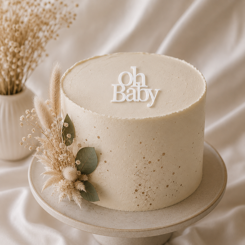Oh Baby acrylic topper dessert table view