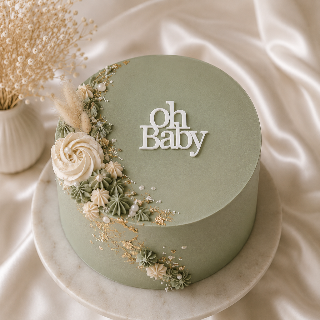 Oh Baby cake topper size detail 8cm