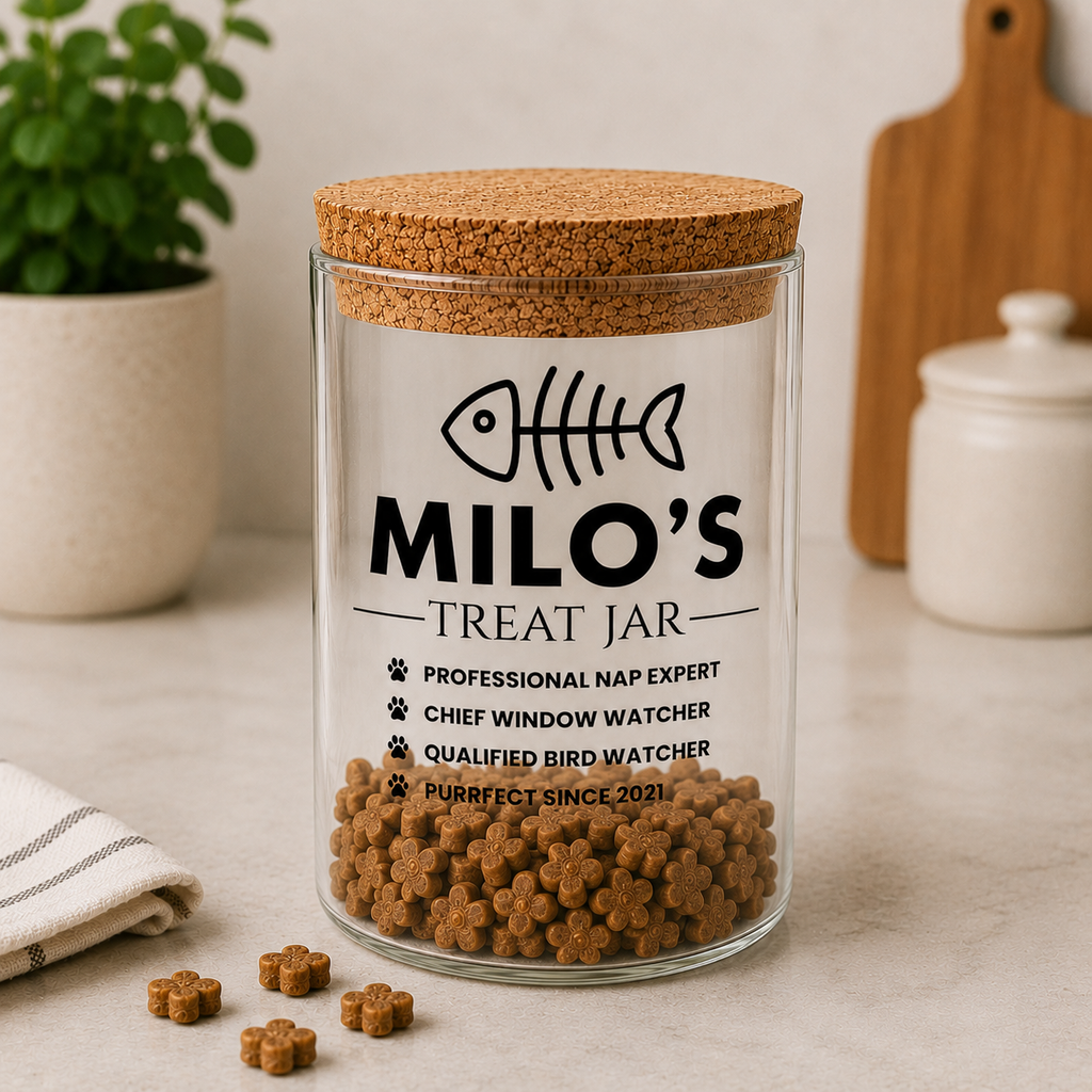 Cat treat jar cork lid detail