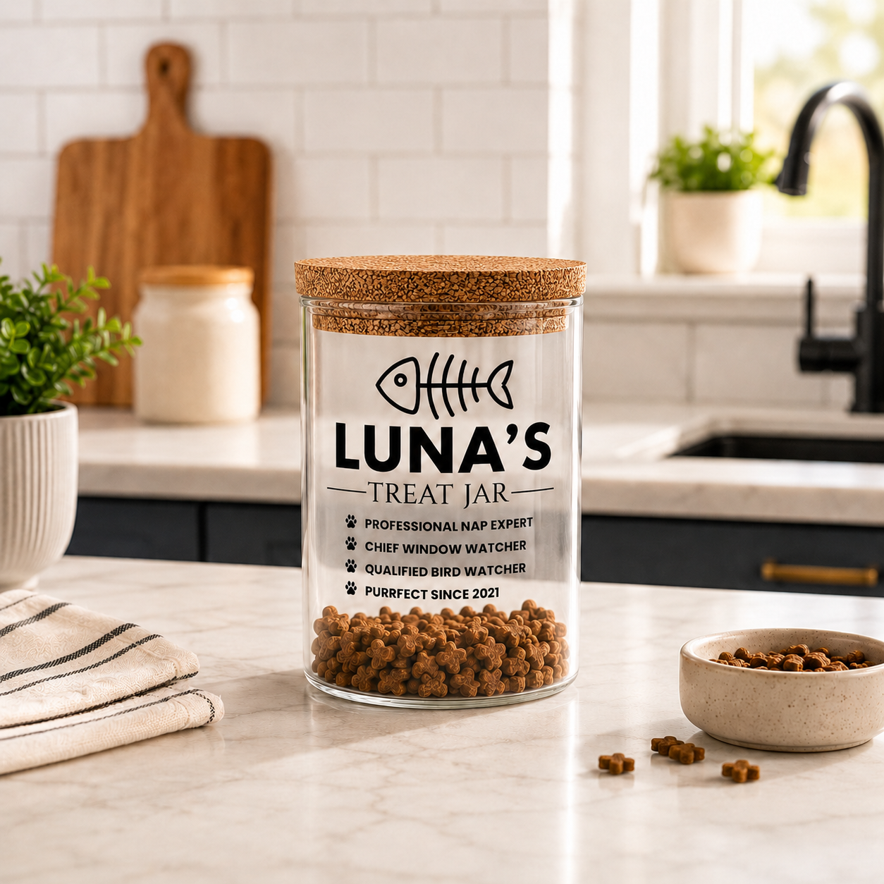 Cat treat jar kitchen display