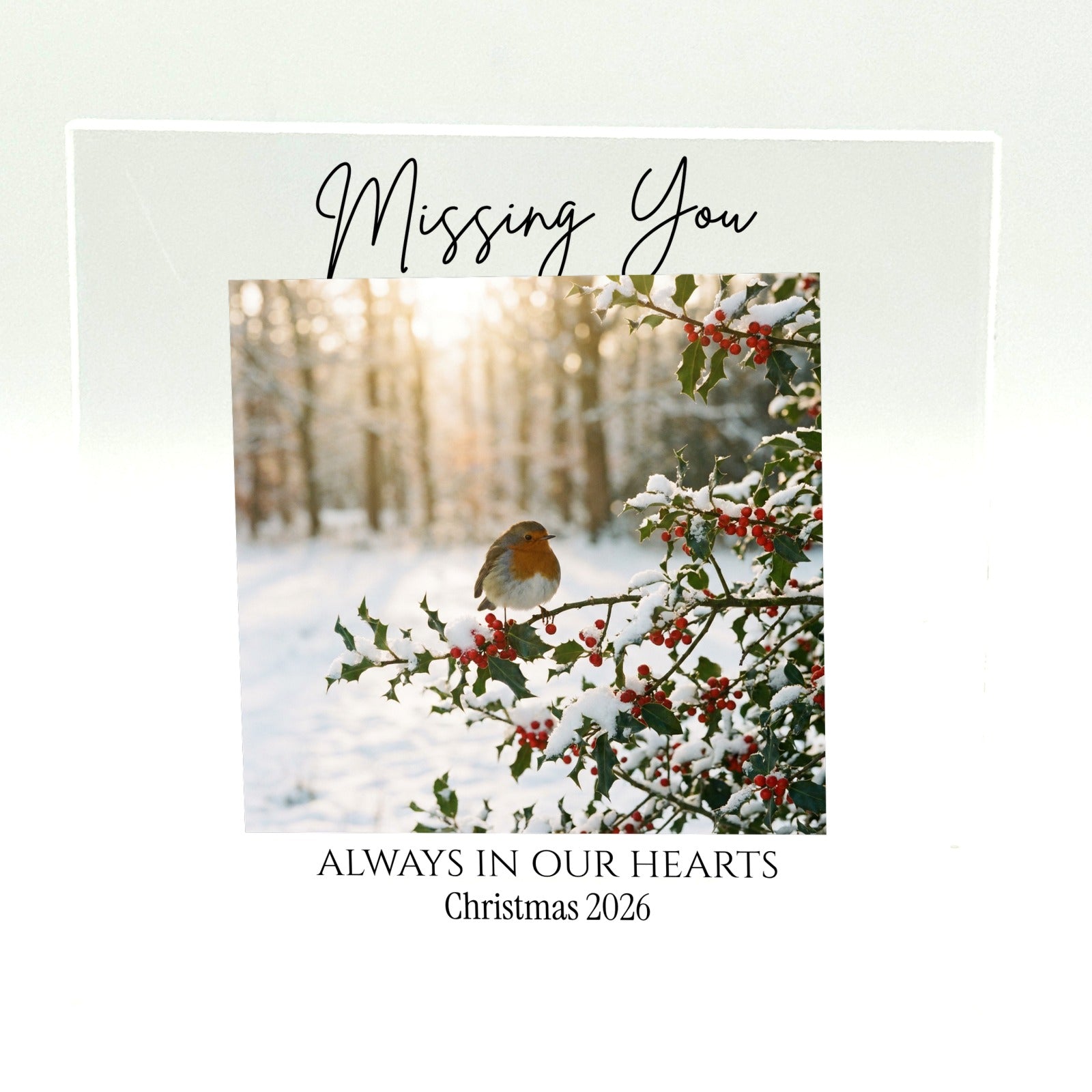 Personalised Christmas memorial acrylic photo block, 10x10cm 10mm