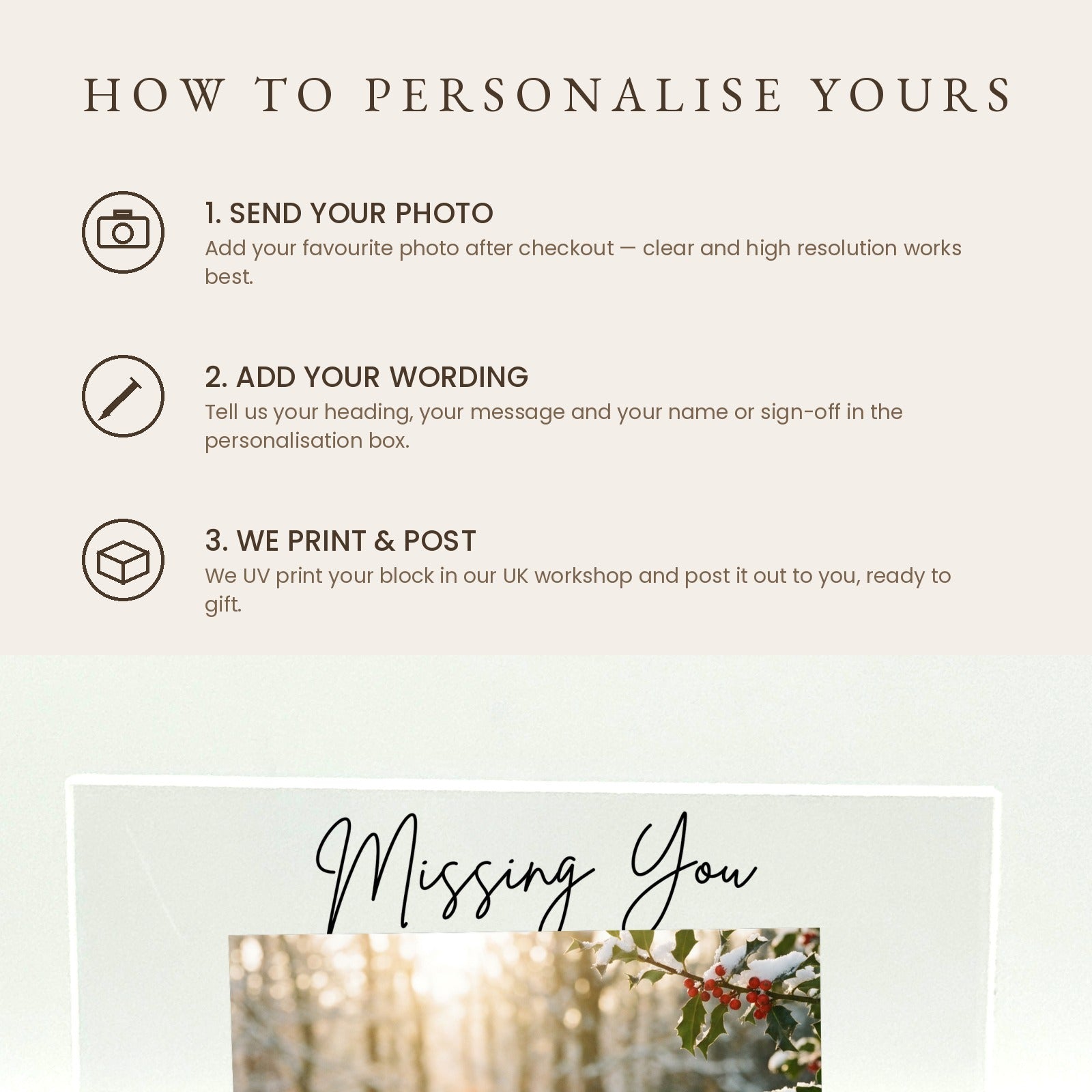 How to personalise your Christmas memorial acrylic photo block
