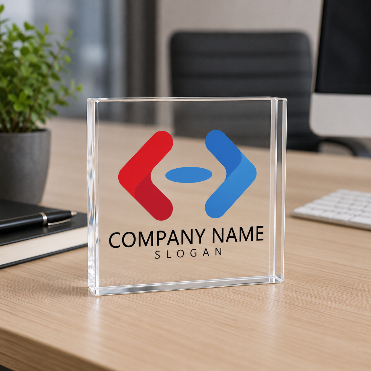 Acrylic desk name plate size detail