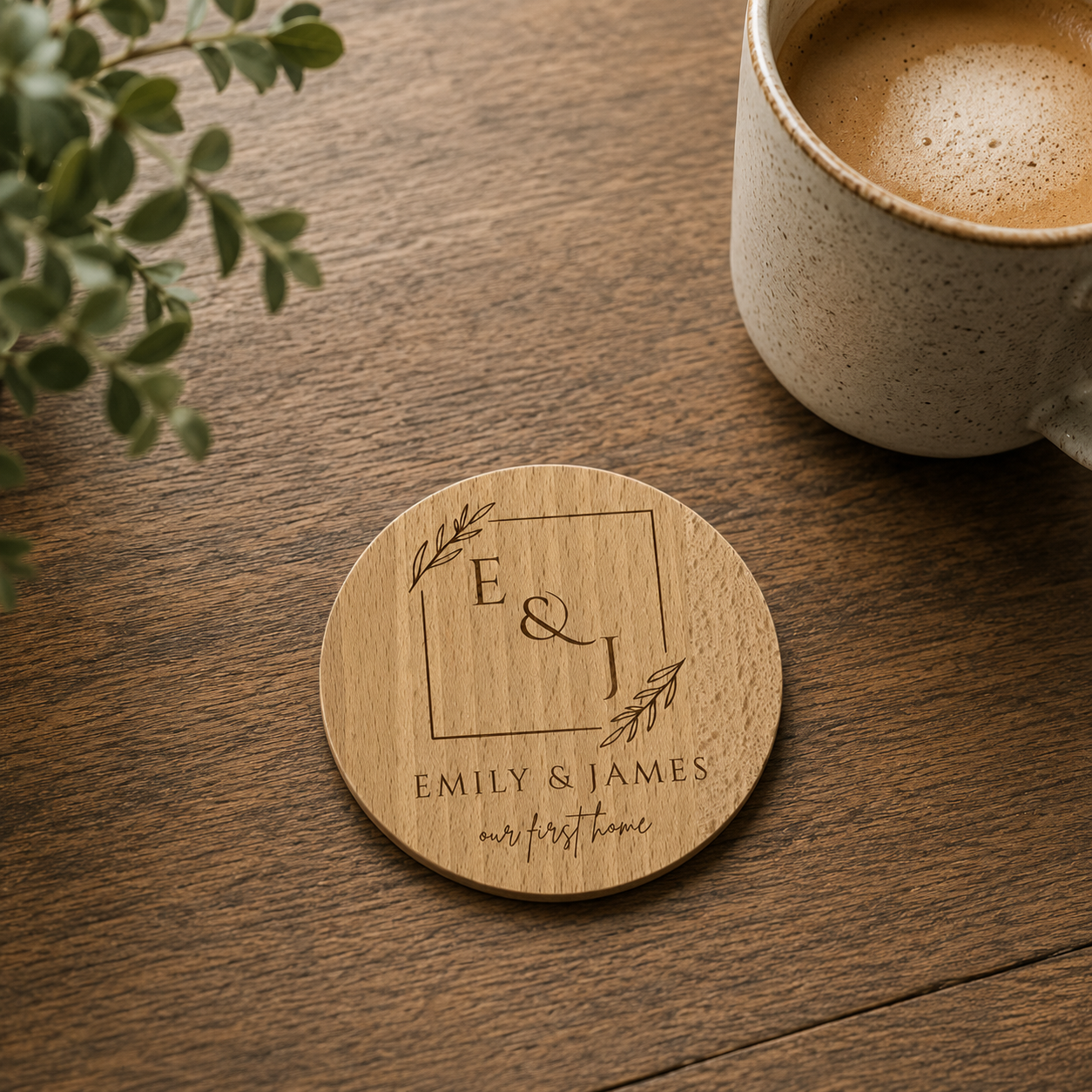 Beech wood coaster set display