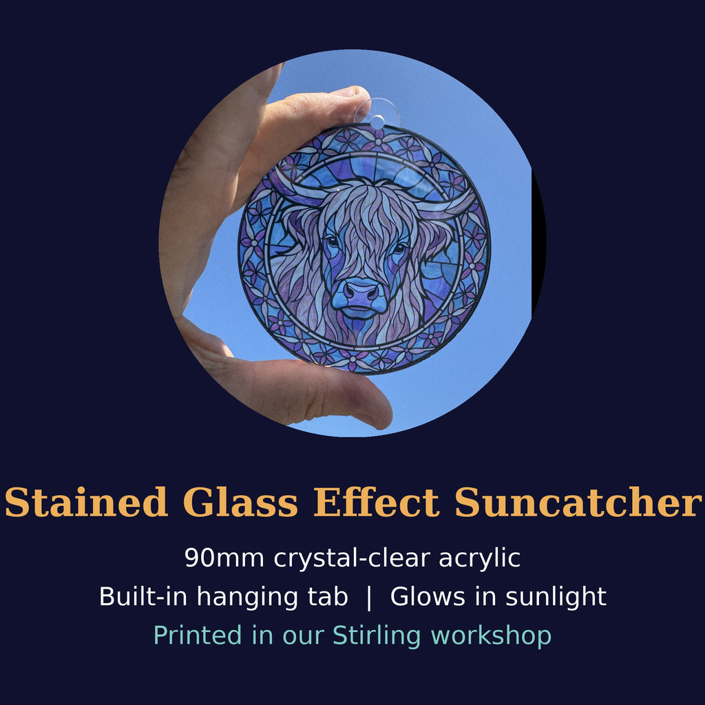 Highland Cow suncatcher size and details