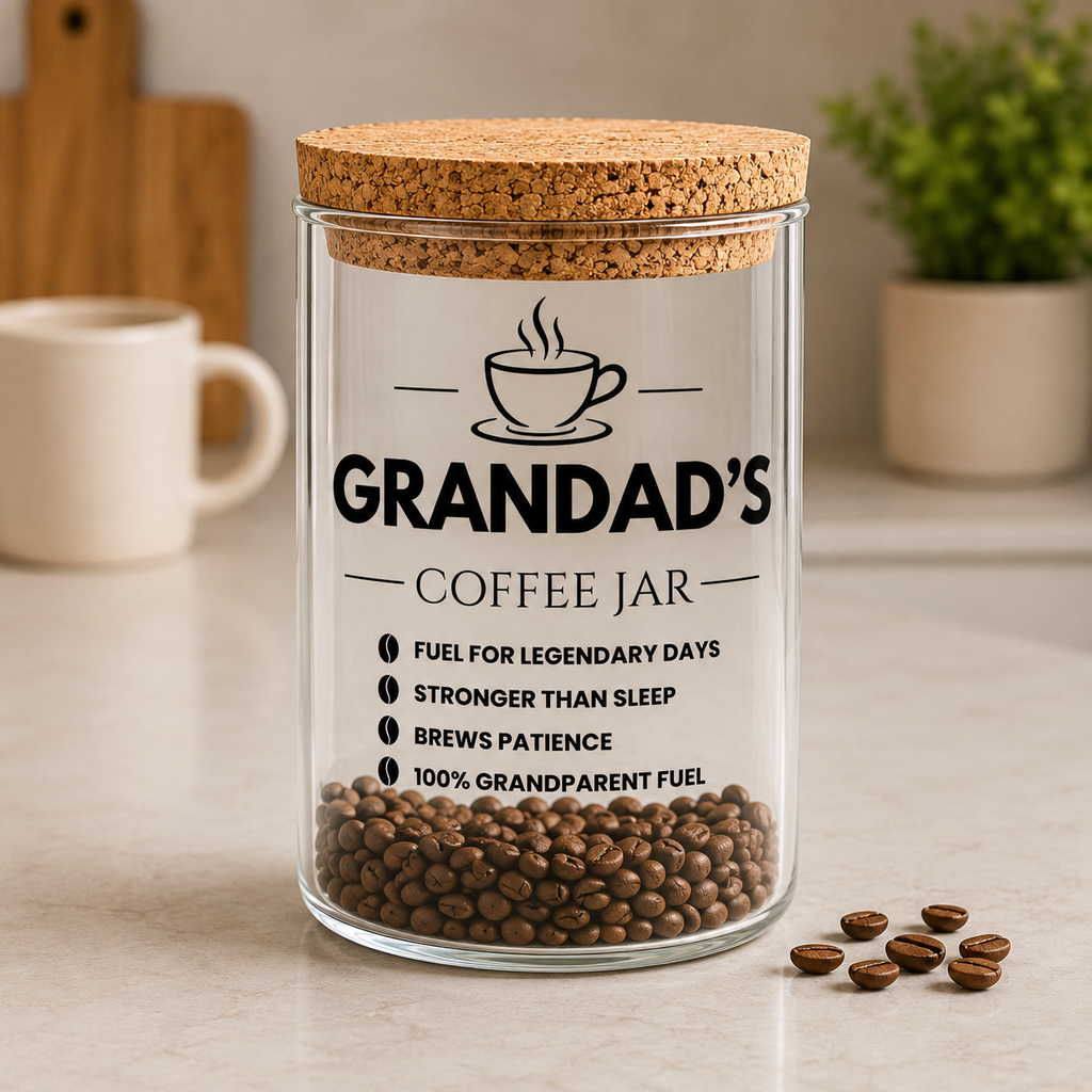 Personalised coffee jar printed design detail