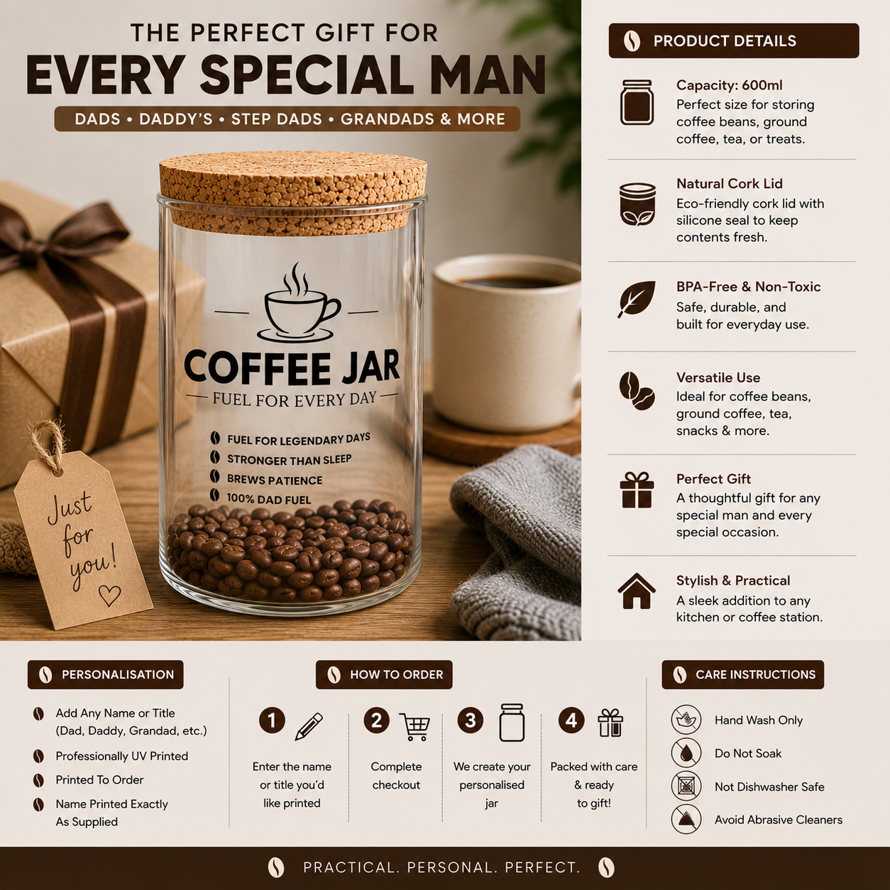 Personalised coffee jar kitchen display