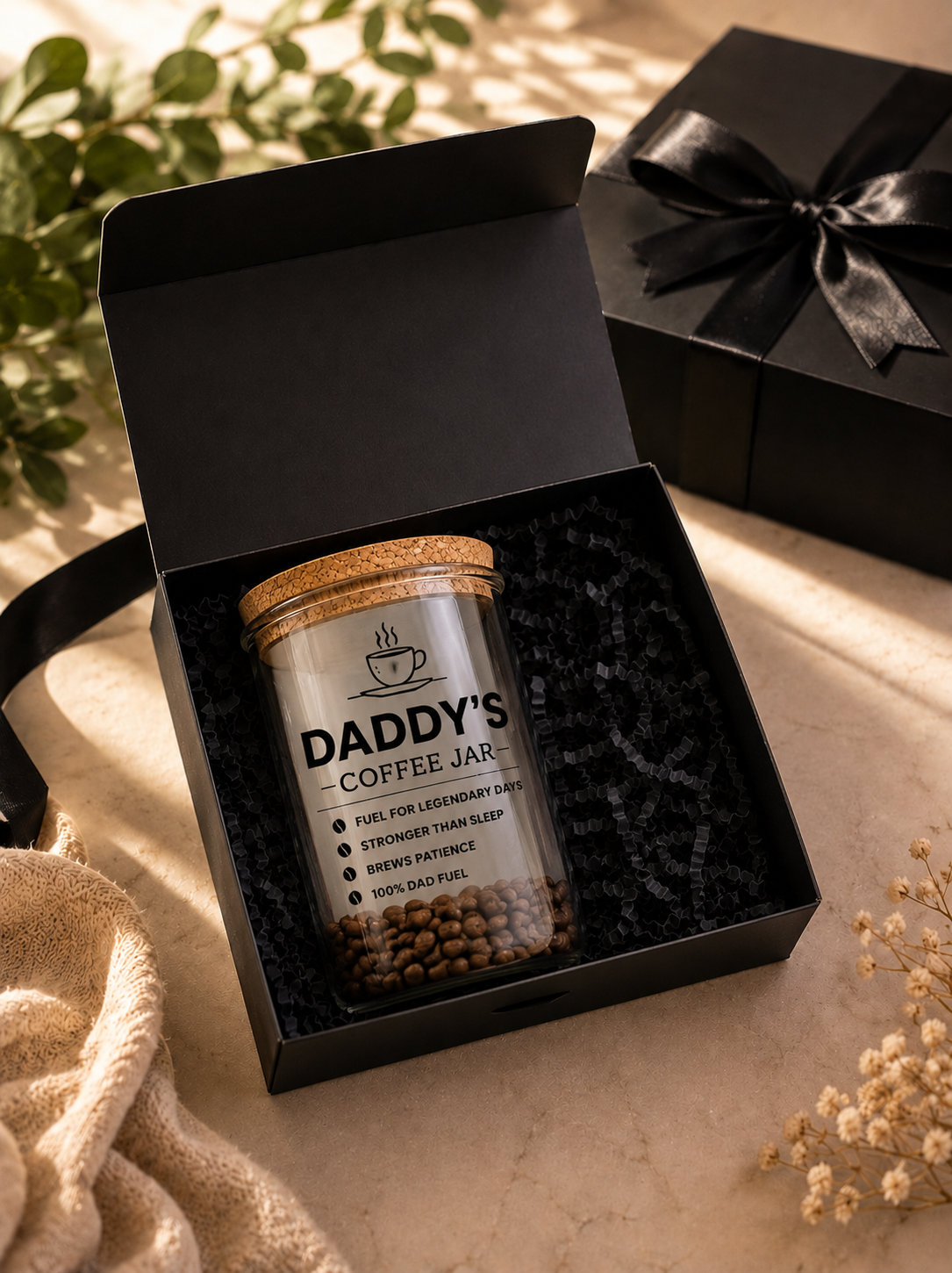 Personalised coffee jar 600ml size detail