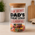 Dad's Emergency Rations sweet glass jar with cork lid