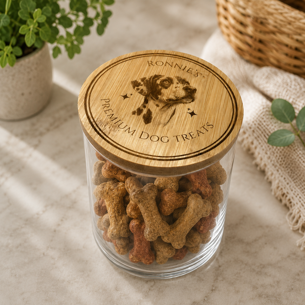 Personalised dog treat jar gift view