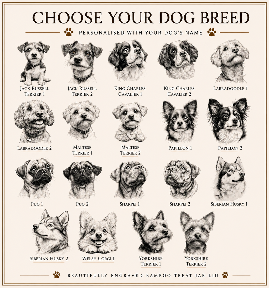 Dog breed treat jar size detail