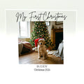 Personalised Dog's First Christmas acrylic photo block, 10x10cm 10mm
