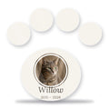 Personalised paw-shaped acrylic photo block with cat photo and name