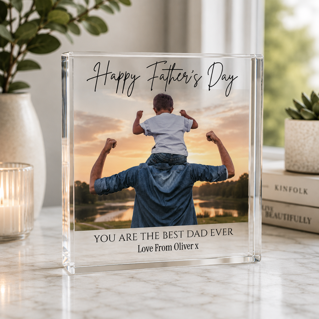 Father's Day acrylic block personalisation detail