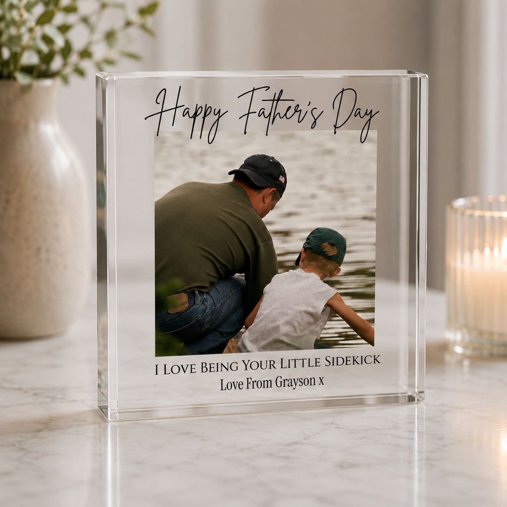 Father's Day acrylic photo block freestanding display