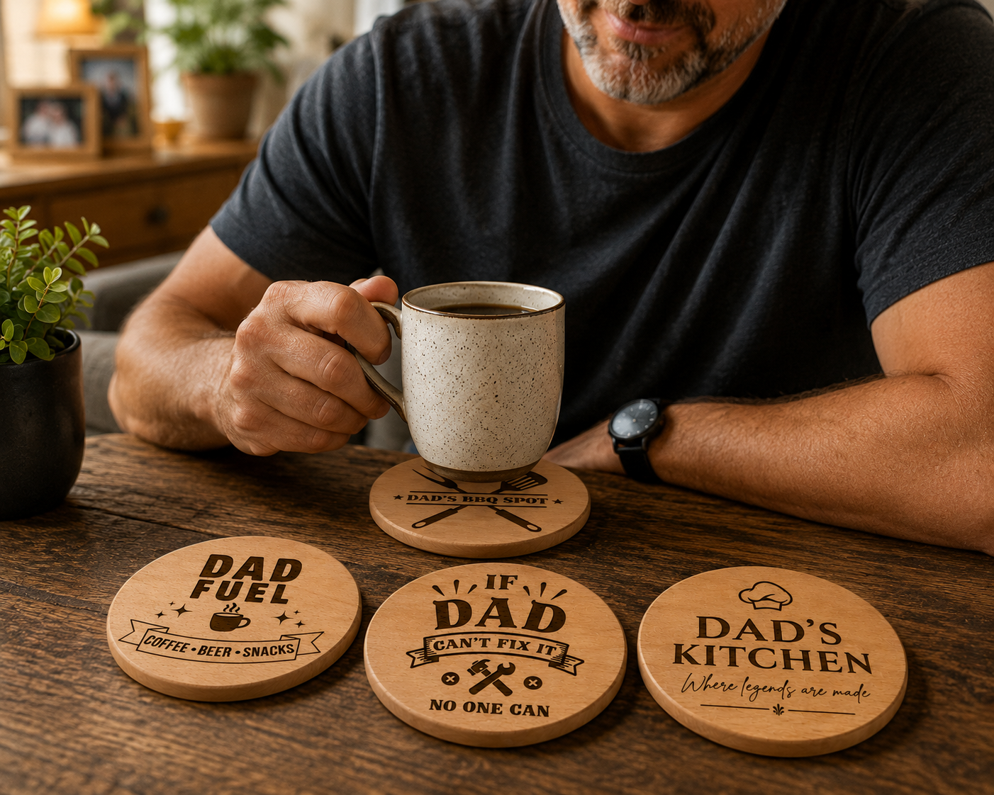 If Dad Can't Fix It engraved coaster detail