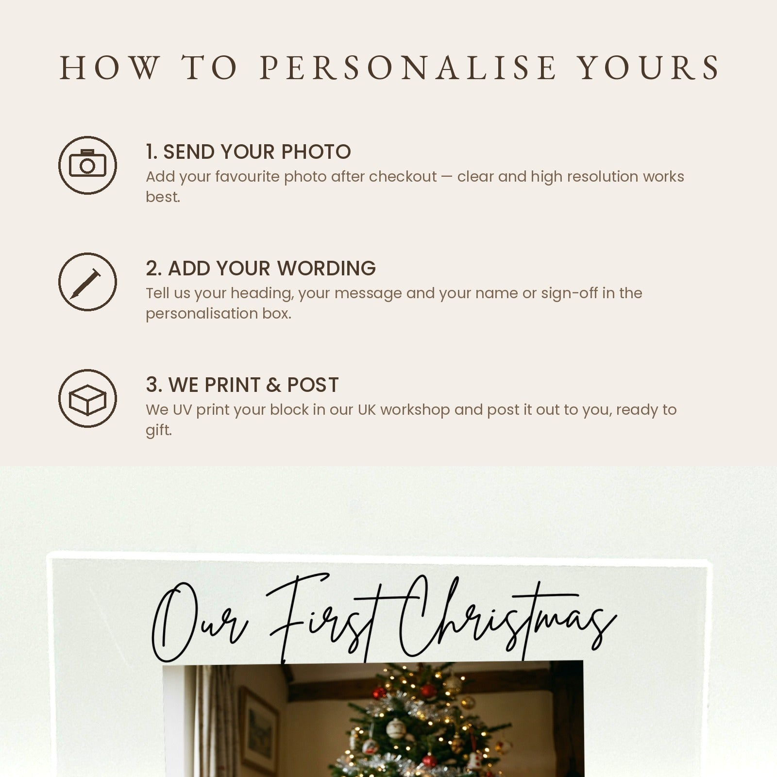 How to personalise your First Christmas Mr and Mrs acrylic photo block