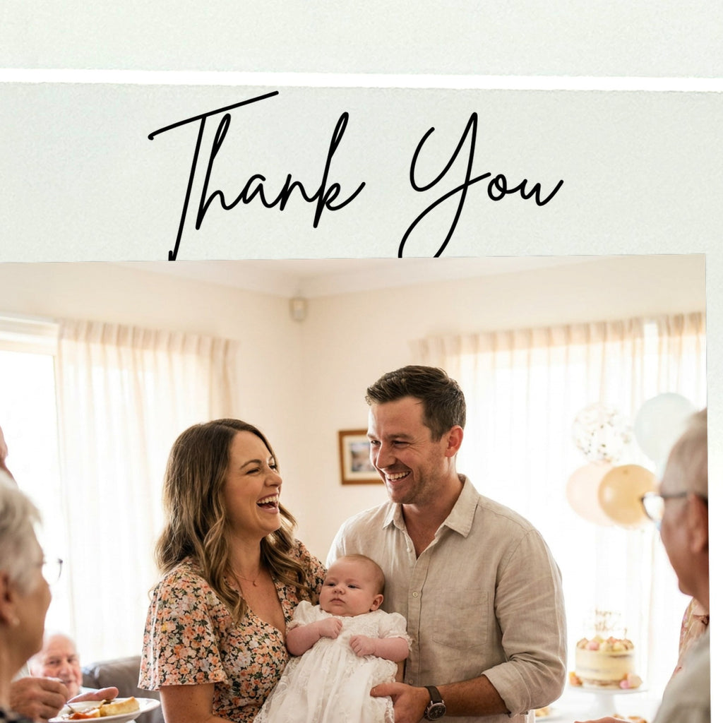Close-up of UV-printed detail on Godparents thank you acrylic photo block