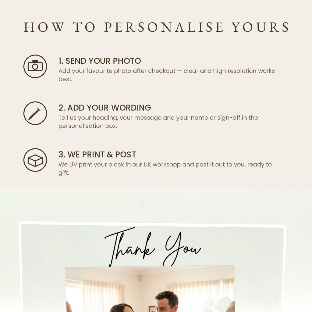 How to personalise your Godparents thank you acrylic photo block