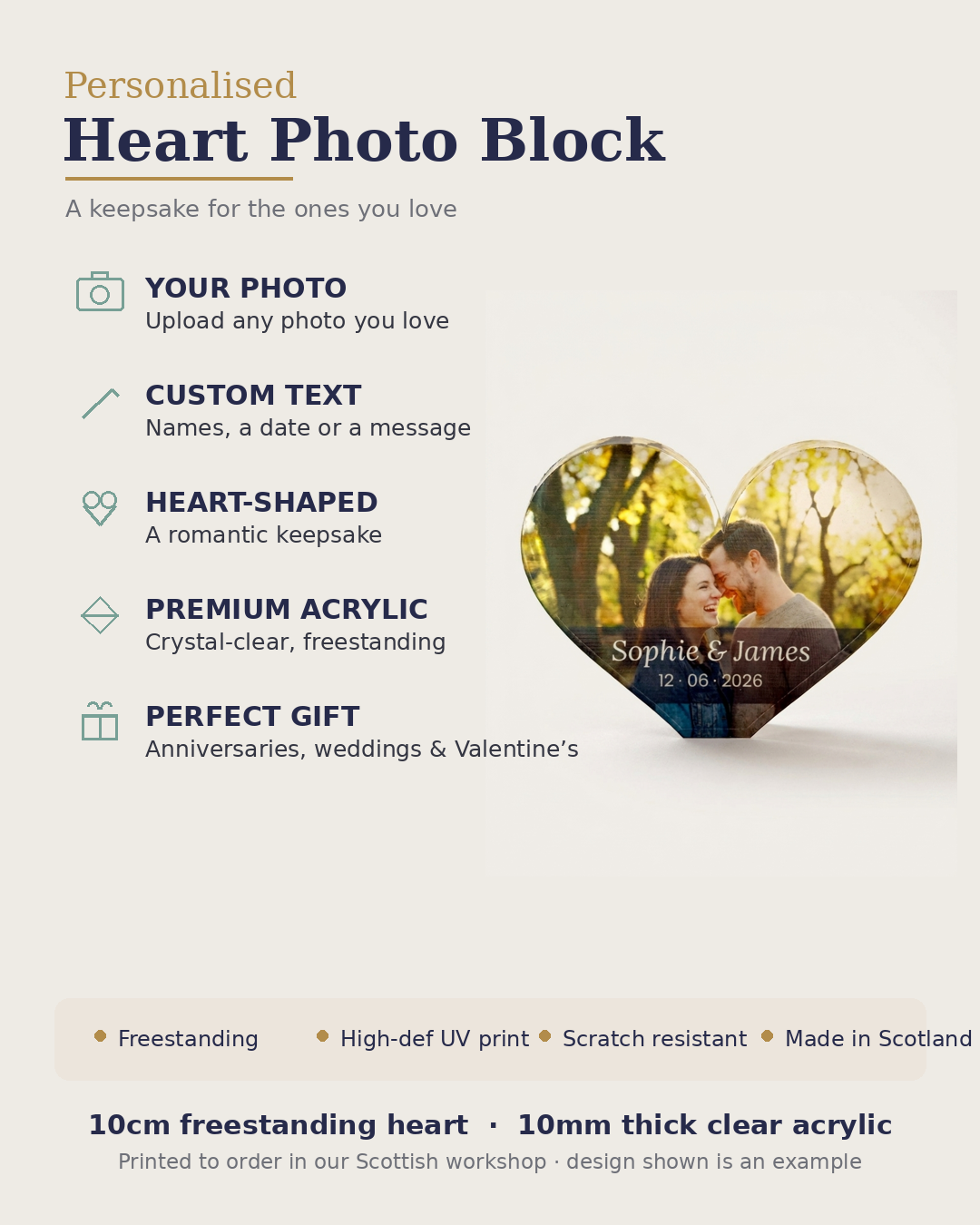 Heart photo block features