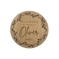 Personalised beechwood baby name plaque engraved nursery disc