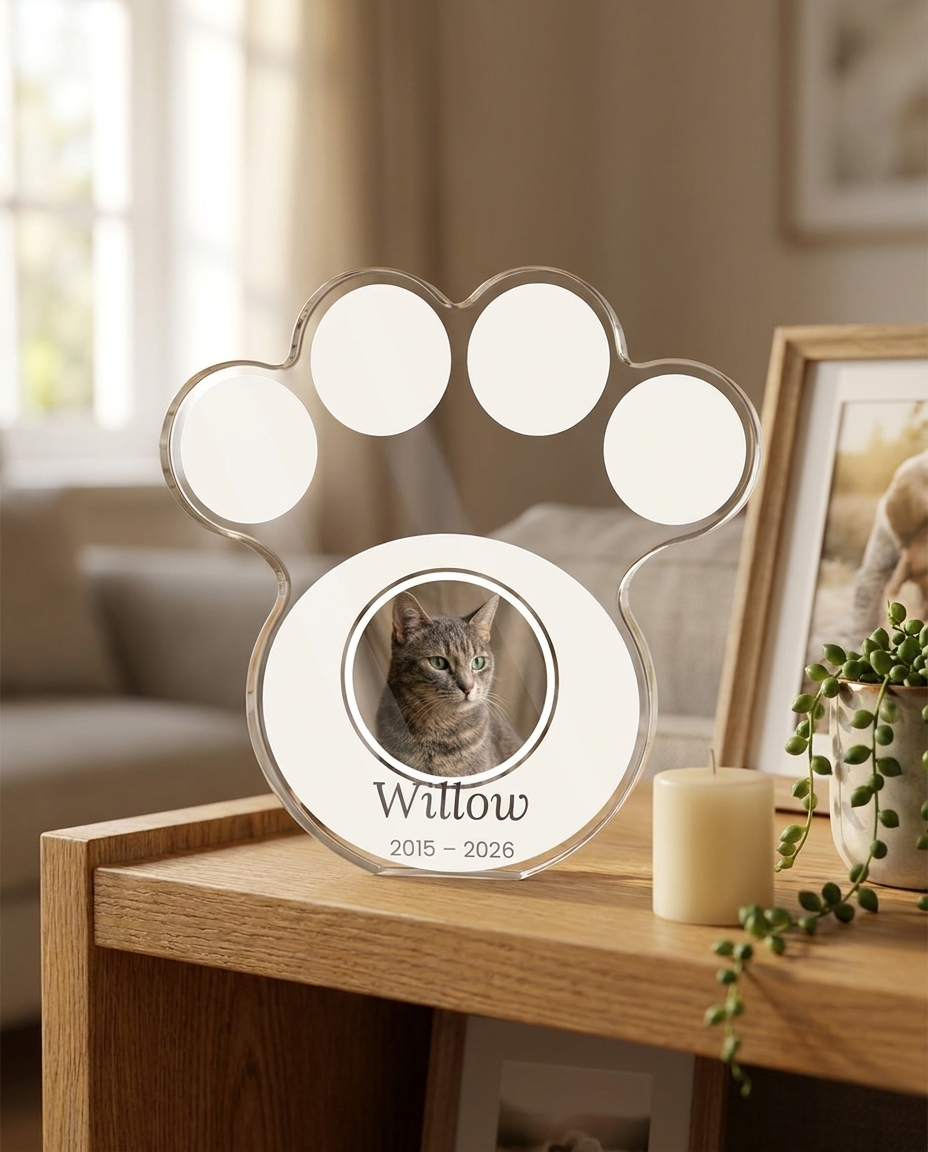 Paw print memorial block styled scene