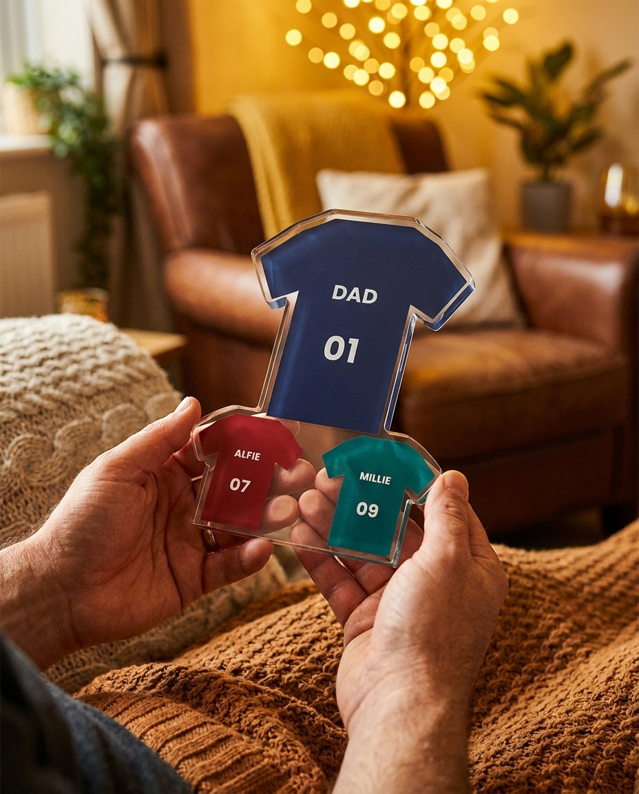 Hands holding football shirt block