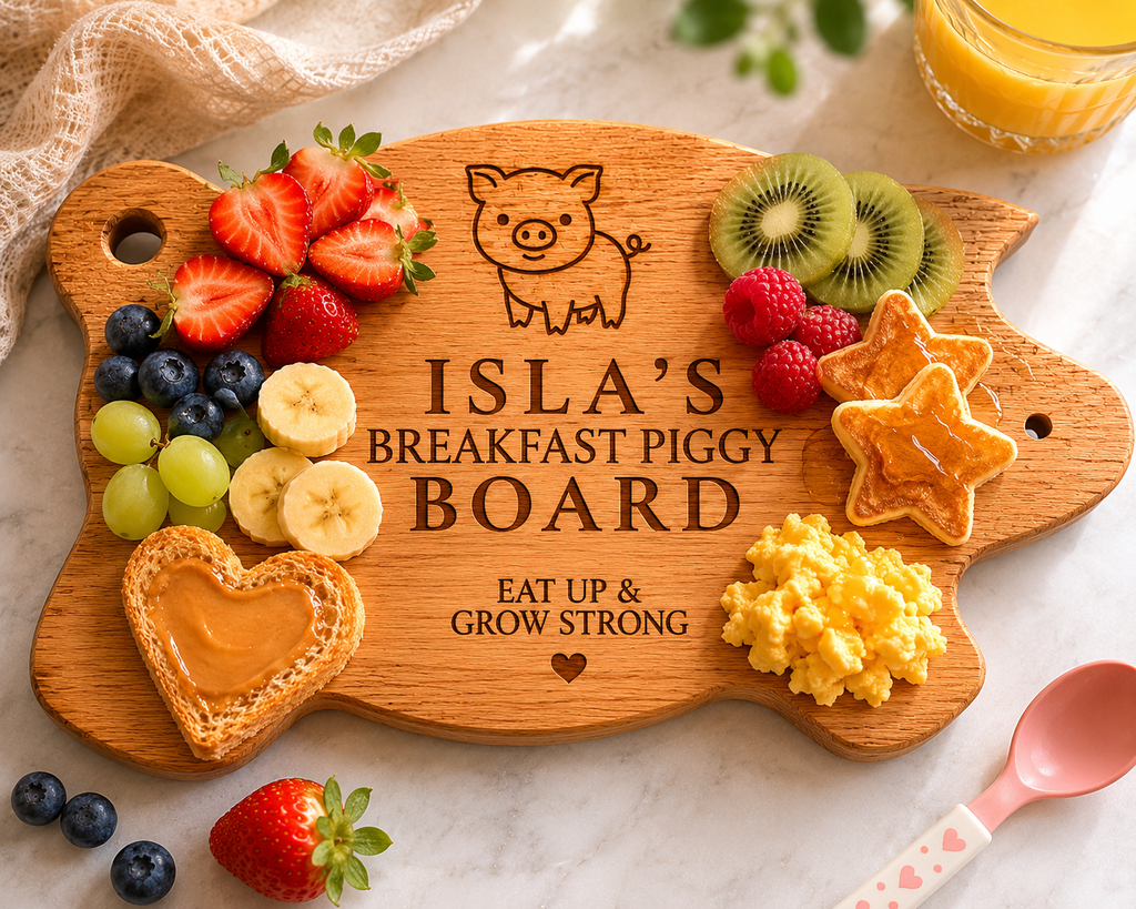 Pig breakfast board beech wood detail