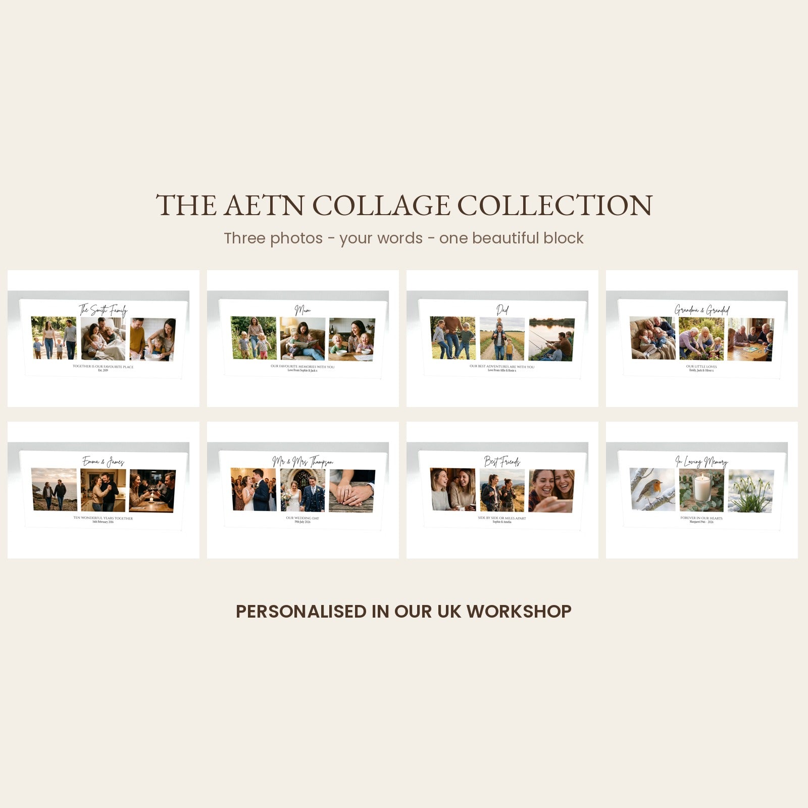 The AETN collage collection of eight landscape photo block designs