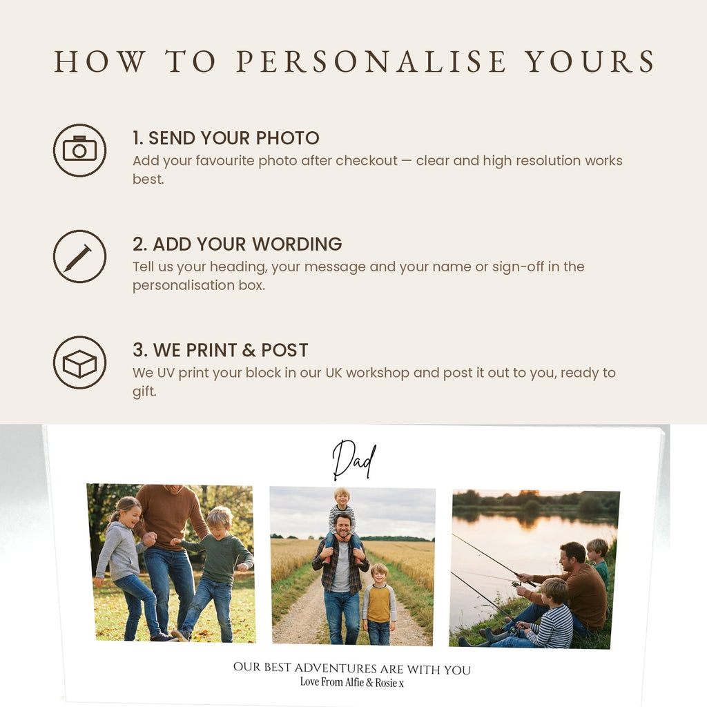 How to personalise your Dad photo collage acrylic block in three steps
