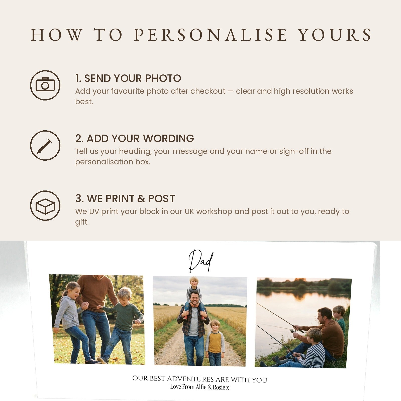How to personalise your Dad photo collage acrylic block in three steps