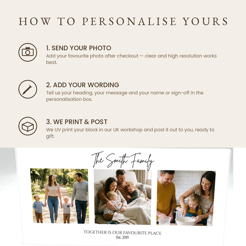 How to personalise your family photo collage acrylic block in three steps