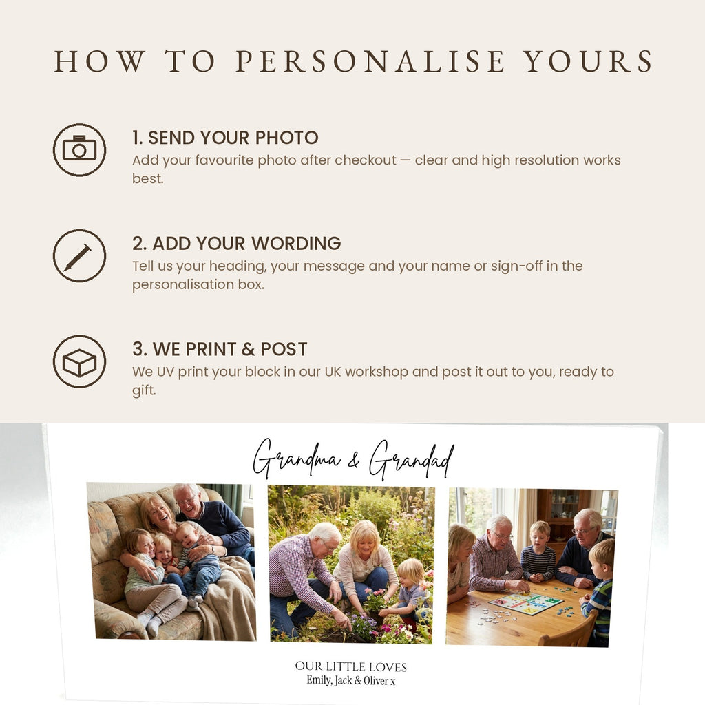 How to personalise your grandparents photo collage acrylic block in three steps