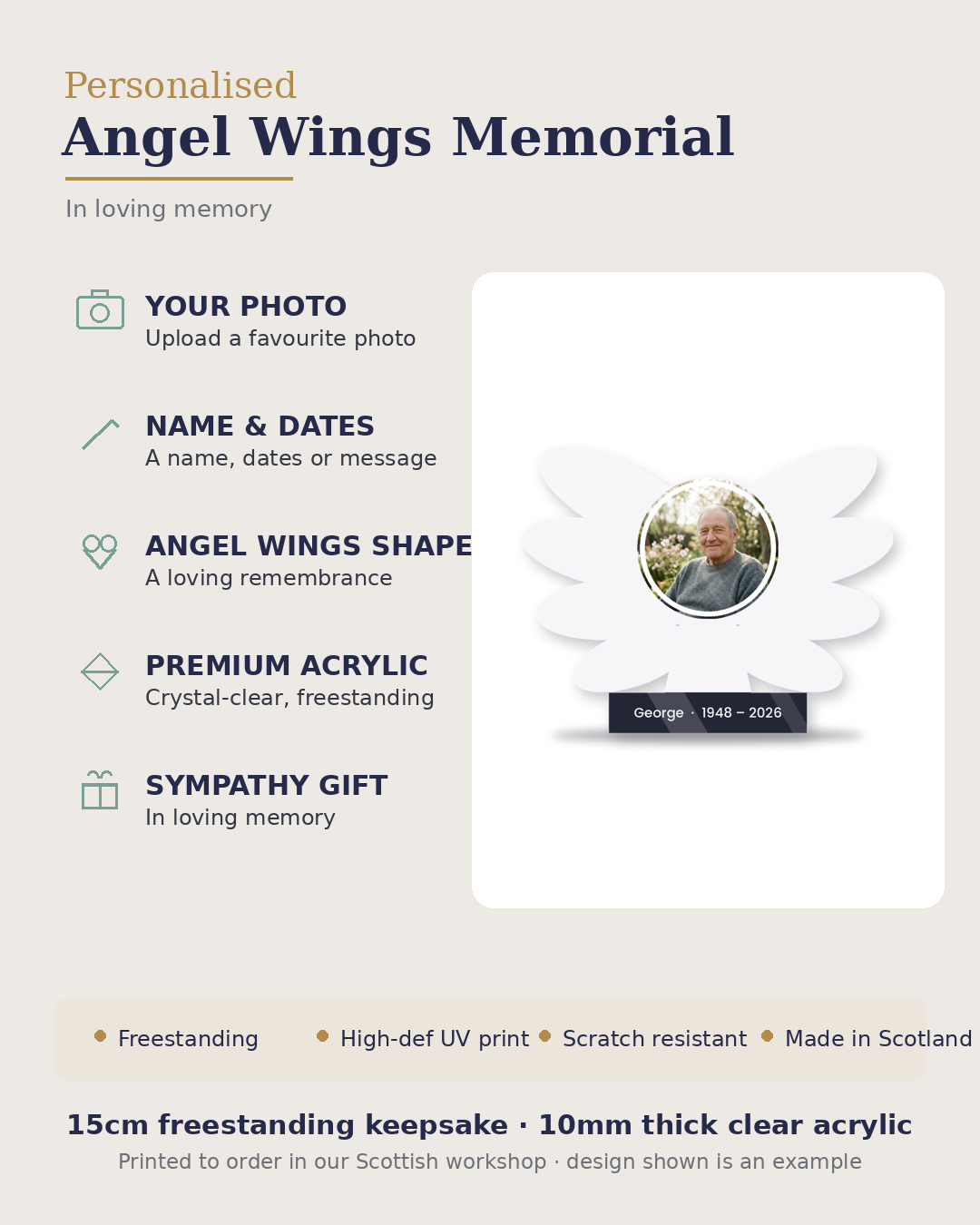 Angel wings memorial features