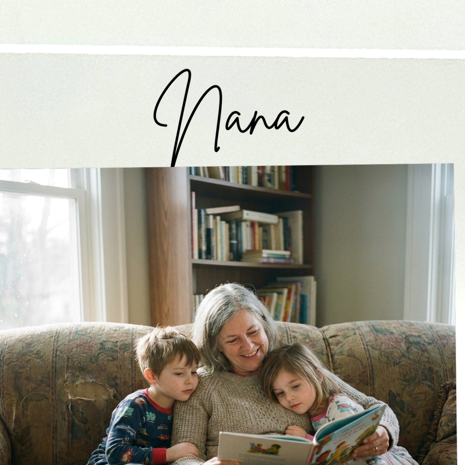 Close-up of UV-printed detail on personalised Nana acrylic photo block