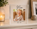 Personalised memorial acrylic photo block with photo, name and dates