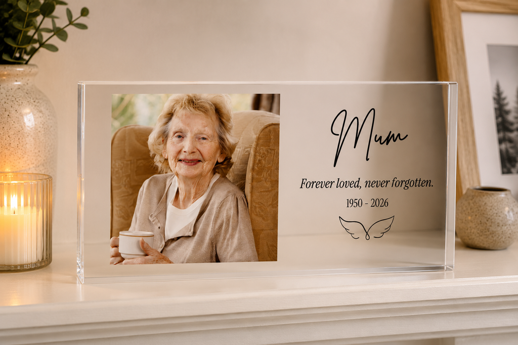 Memorial acrylic block remembrance keepsake view